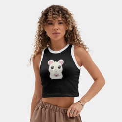 Женская укороченная майка-топ хлопок Мышонок с суши - фото 2