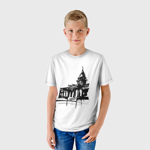 Детская футболка 3D Исаакиевский собор в ночи, цвет 3D печать - фото 3