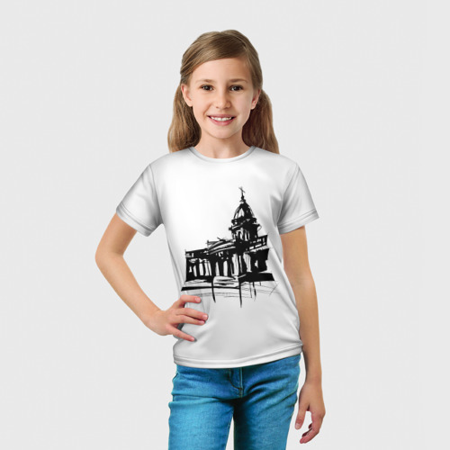 Детская футболка 3D Исаакиевский собор в ночи, цвет 3D печать - фото 5