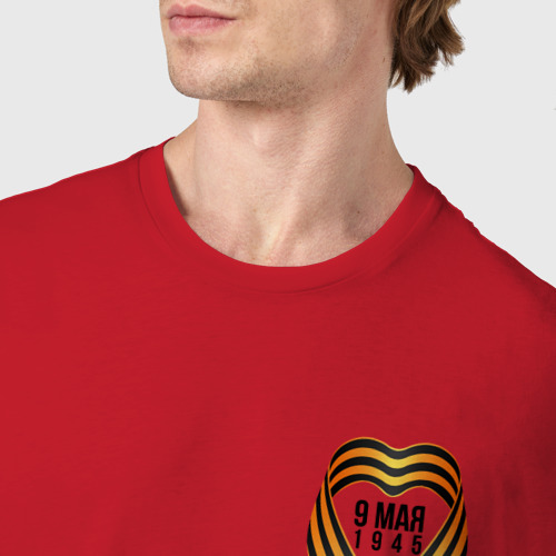 Мужская футболка хлопок Георгиевская лента 9 мая, цвет красный - фото 6