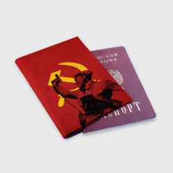 Обложка для паспорта матовая кожа Советский солдат - Серп и молот - фото 2
