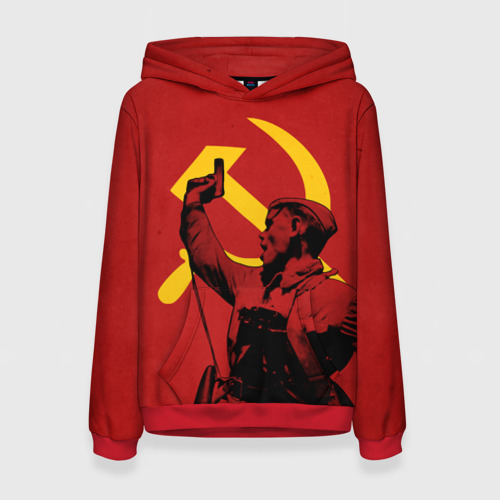 Женская толстовка 3D с принтом Советский солдат - Серп и молот, вид спереди #2