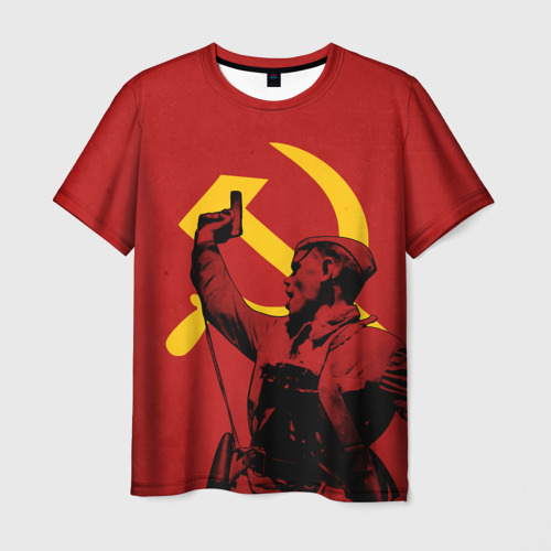 Мужская футболка 3D Советский солдат - Серп и молот, цвет 3D печать