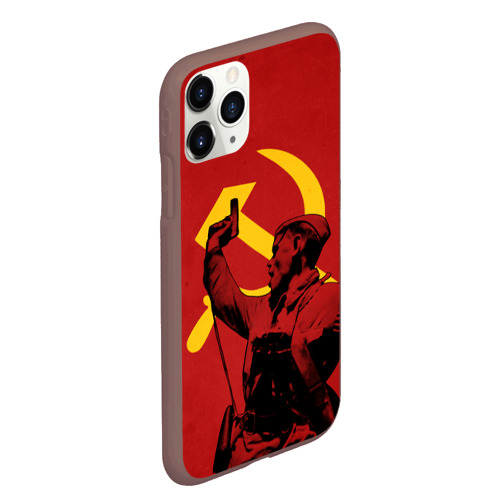 Чехол для iPhone 11 Pro Max матовый с принтом Советский солдат - Серп и молот, вид сбоку #3