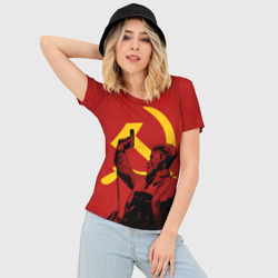 Женская футболка 3D Slim Советский солдат - Серп и молот - фото 2