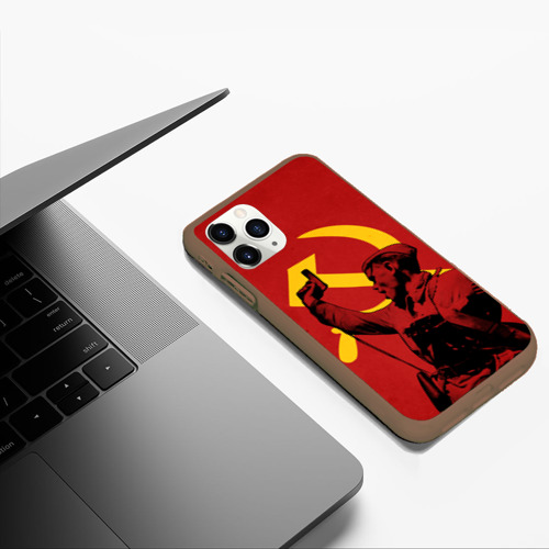 Чехол для iPhone 11 Pro Max матовый с принтом Советский солдат - Серп и молот, фото #5