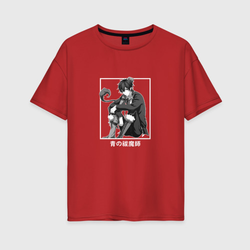 Женская футболка хлопок Oversize Загадочный Рин Окумура, цвет красный
