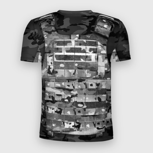Мужская футболка 3D Slim с принтом Бронежилет - спецназ России, вид сзади #1