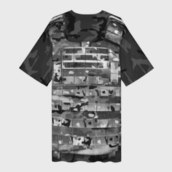 Платье с принтом Бронежилет - спецназ России для женщины, вид сзади №1. Цвет основы: белый