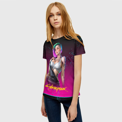 Женская футболка 3D с принтом Judy    Cyberpunk2077, фото на моделе #1