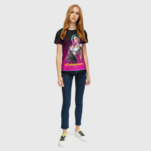 Женская футболка 3D с принтом Judy    Cyberpunk2077, вид сбоку #3