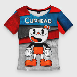 Женская футболка 3D Slim Cuphead Красная чашечка