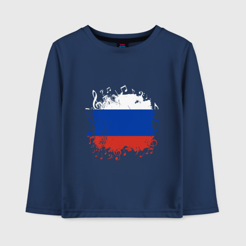 Детский лонгслив хлопок Music - Russia, цвет темно-синий