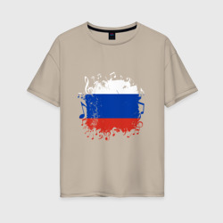 Женская футболка хлопок Oversize Music - Russia