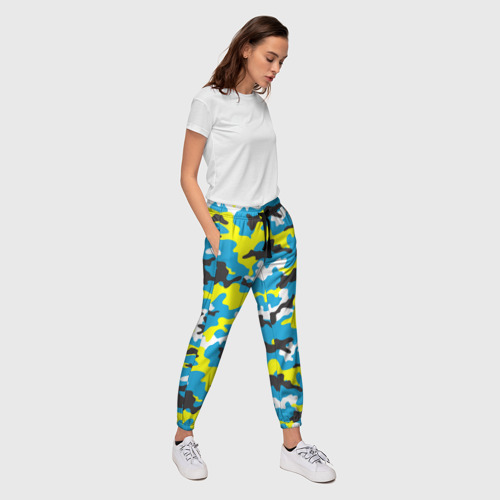 Женские брюки 3D с принтом Камуфляж Небесно-Синий, вид сбоку #3