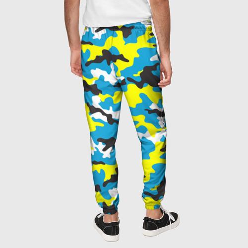 Мужские брюки 3D с принтом Камуфляж Небесно-Синий, вид сзади #2