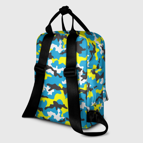 Женский рюкзак 3D с принтом Камуфляж Небесно-Синий, вид сзади #1