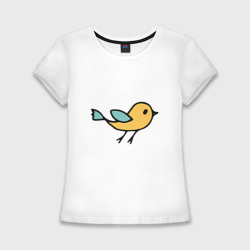 Женская футболка хлопок Slim Птицы голубого и желтого цвета