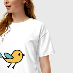 Птицы голубого и желтого цвета – Женская футболка хлопок Oversize с принтом купить со скидкой в -16%