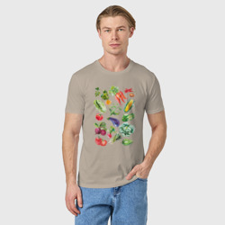 Мужская футболка хлопок Акварельная иллюстрация Овощи - фото 2