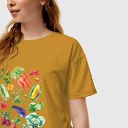 Женская футболка хлопок Oversize Акварельная иллюстрация Овощи - фото 2
