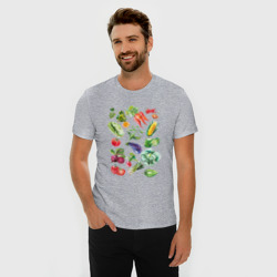 Мужская футболка хлопок Slim Акварельная иллюстрация Овощи - фото 2