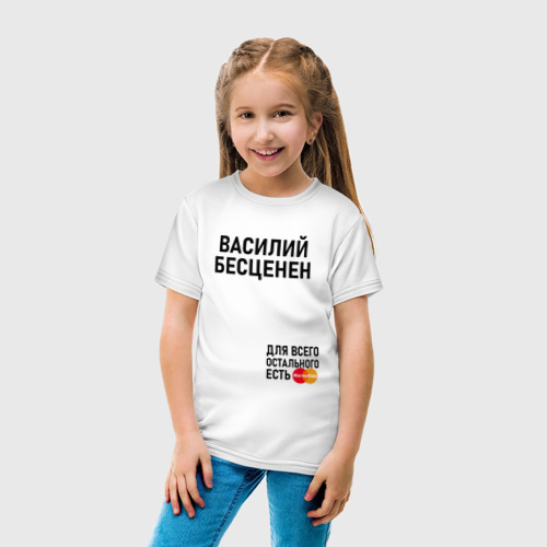 Детская футболка хлопок с принтом ВАСИЛИЙ БЕСЦЕНЕН, вид сбоку #3
