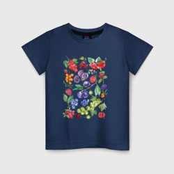 Детская футболка хлопок Садовые и лесные ягоды акварельная иллюстрация