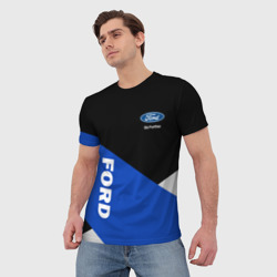 Мужская футболка 3D Ford Форд черный синий белый - фото 2
