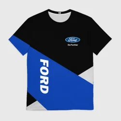 Мужская футболка 3D Ford Форд черный синий белый
