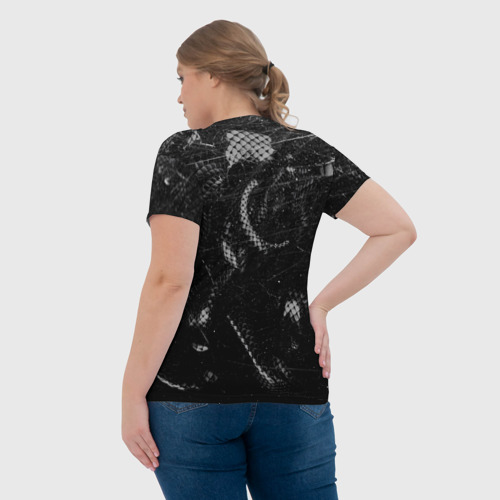 Женская футболка 3D с принтом Китайский Дракон Чб Dragon Snake, вид сзади #2