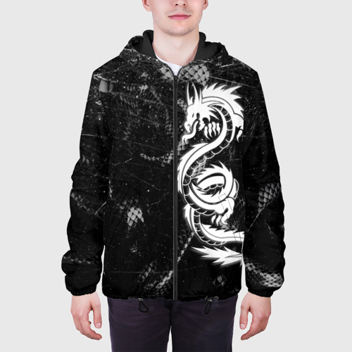 Мужская куртка 3D с принтом Китайский Дракон Чб Dragon Snake, вид сбоку #3