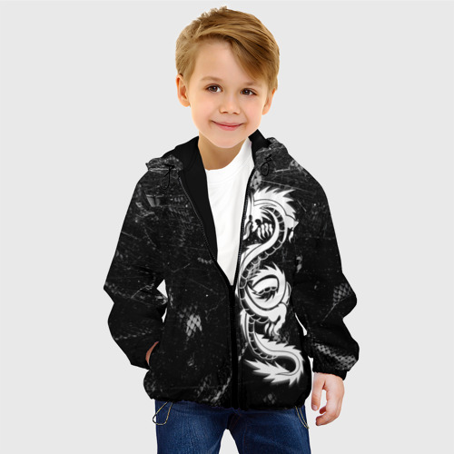 Детская куртка 3D с принтом Китайский Дракон Чб Dragon Snake, фото на моделе #1
