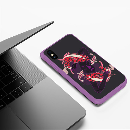 Чехол для iPhone XS Max матовый с принтом Девушка карп-кои и киты, фото #5