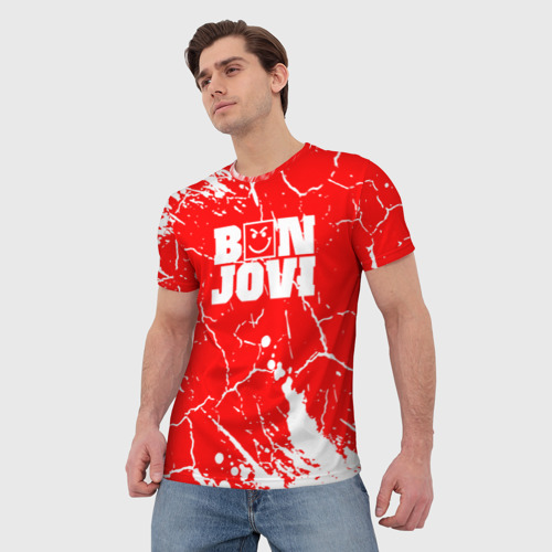 Мужская футболка 3D Bon Jovi Трещины, цвет 3D печать - фото 3