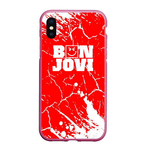 Чехол для iPhone XS Max матовый Bon Jovi Трещины, цвет малиновый