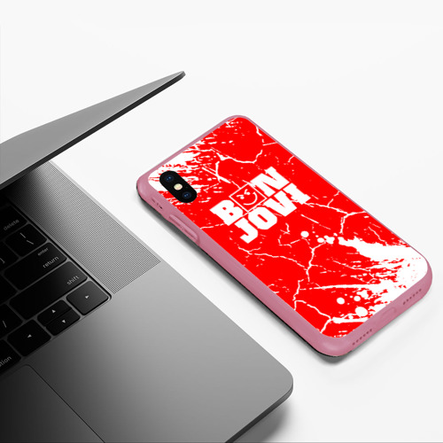 Чехол для iPhone XS Max матовый Bon Jovi Трещины, цвет малиновый - фото 5