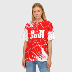 Женская футболка oversize 3D Bon Jovi Трещины - фото 2