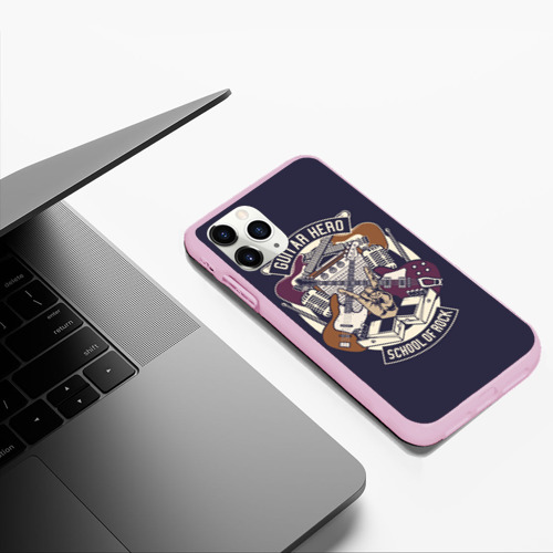 Чехол для iPhone 11 Pro Max матовый Гитарист Рок Музыкант, цвет розовый - фото 5