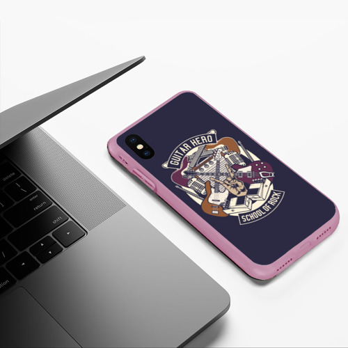Чехол для iPhone XS Max матовый Гитарист Рок Музыкант, цвет розовый - фото 5