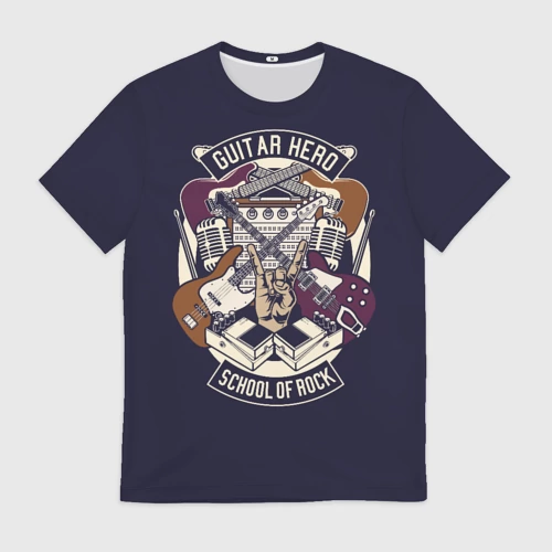 Мужская футболка 3D с принтом Гитарист Рок Музыкант, вид спереди #2