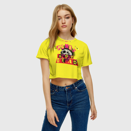 Женская футболка Crop-top 3D Punk's Not Dead - Панки Хой!, цвет 3D печать - фото 3