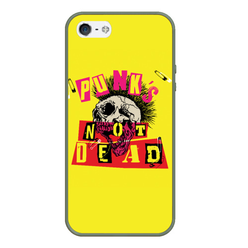 Чехол для iPhone 5/5S матовый Punk's Not Dead - Панки Хой!, цвет темно-зеленый