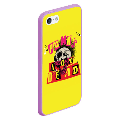 Чехол для iPhone 5/5S матовый Punk's Not Dead - Панки Хой!, цвет сиреневый - фото 3