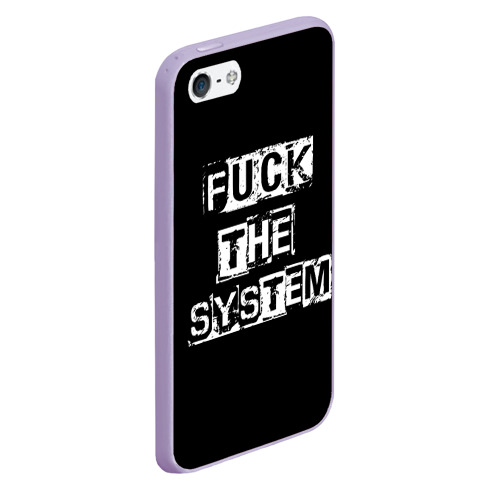 Чехол для iPhone 5/5S матовый Fuck the system, цвет светло-сиреневый - фото 3