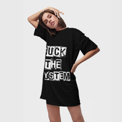 Платье-футболка 3D Fuck the system - фото 2