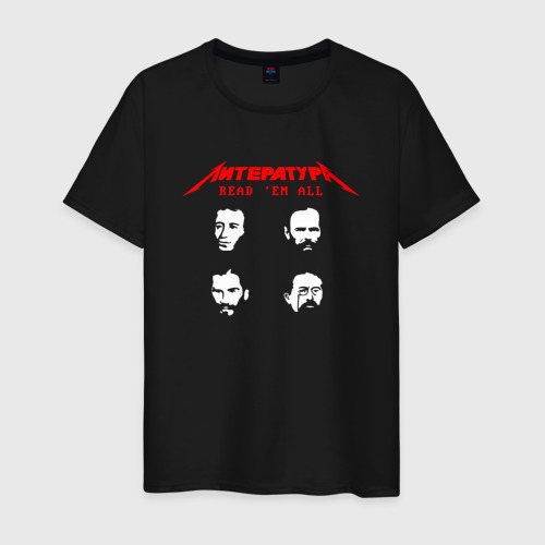 Мужская футболка из хлопка с принтом Metallica Литература: Толстой, вид спереди №1