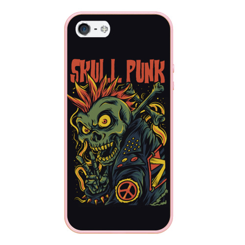 Чехол для iPhone 5/5S матовый Skull punk Панк, цвет светло-розовый