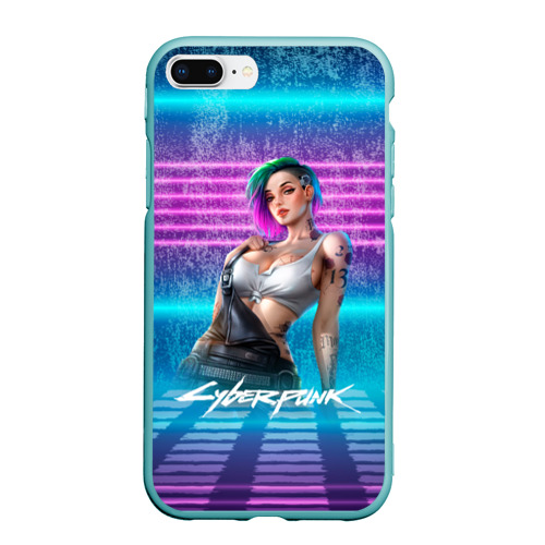 Чехол для iPhone 7Plus/8 Plus матовый Judy 18+ Джуди  Cyberpunk2077, цвет мятный