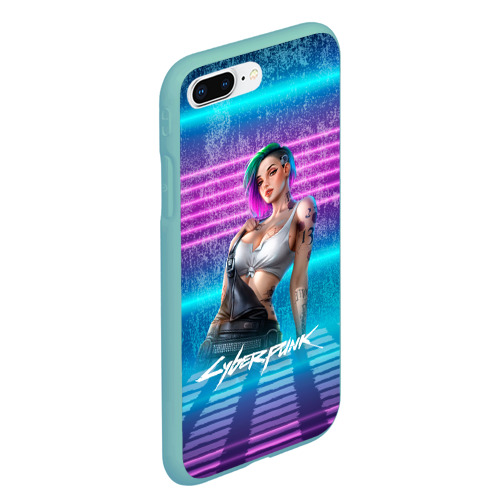 Чехол для iPhone 7Plus/8 Plus матовый Judy 18+ Джуди  Cyberpunk2077, цвет мятный - фото 3